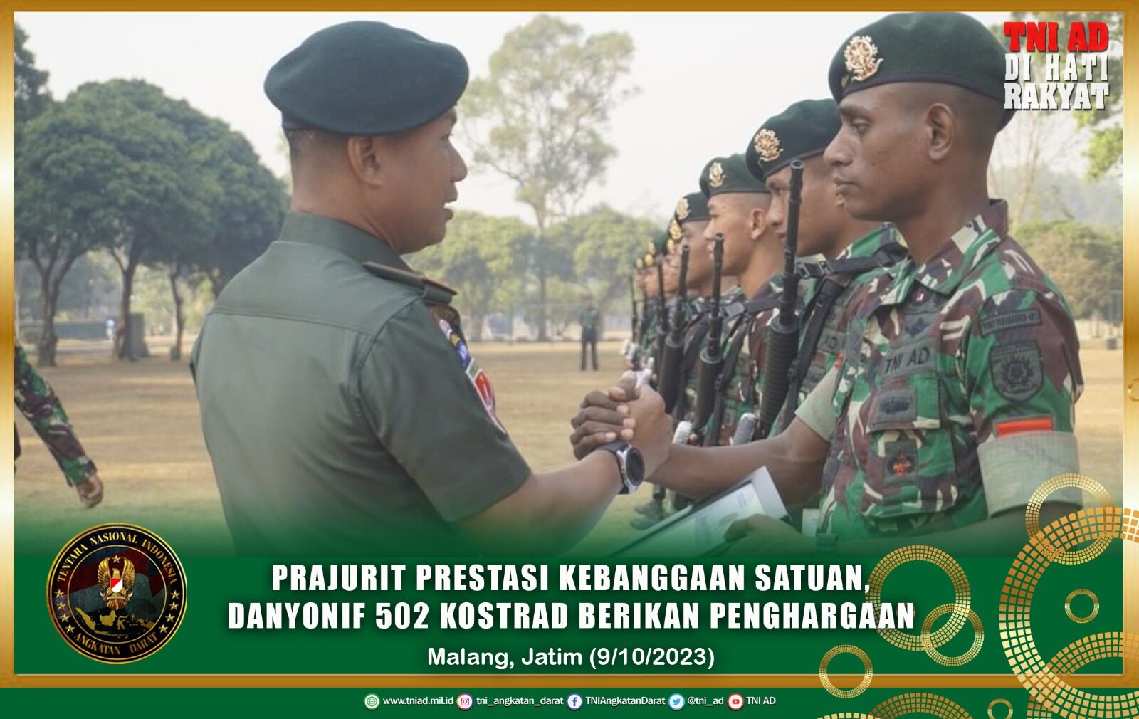 Prajurit Prestasi Kebanggaan Satuan, Danyonif 502 Kostrad Berikan Penghargaan