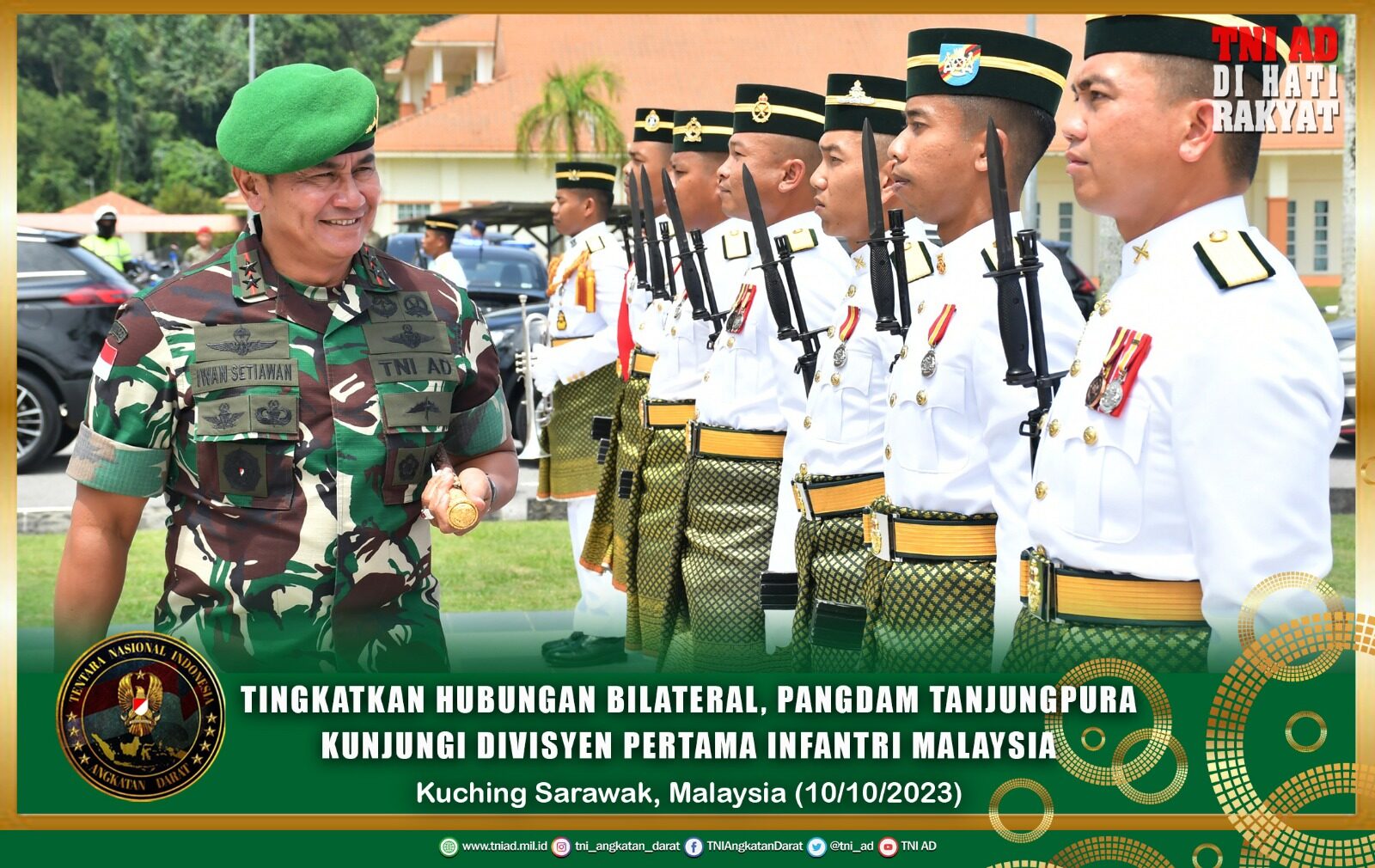 Tingkatkan Hubungan Bilateral, Pangdam Tanjungpura Kunjungi Divisyen Pertama Infantri Malaysia