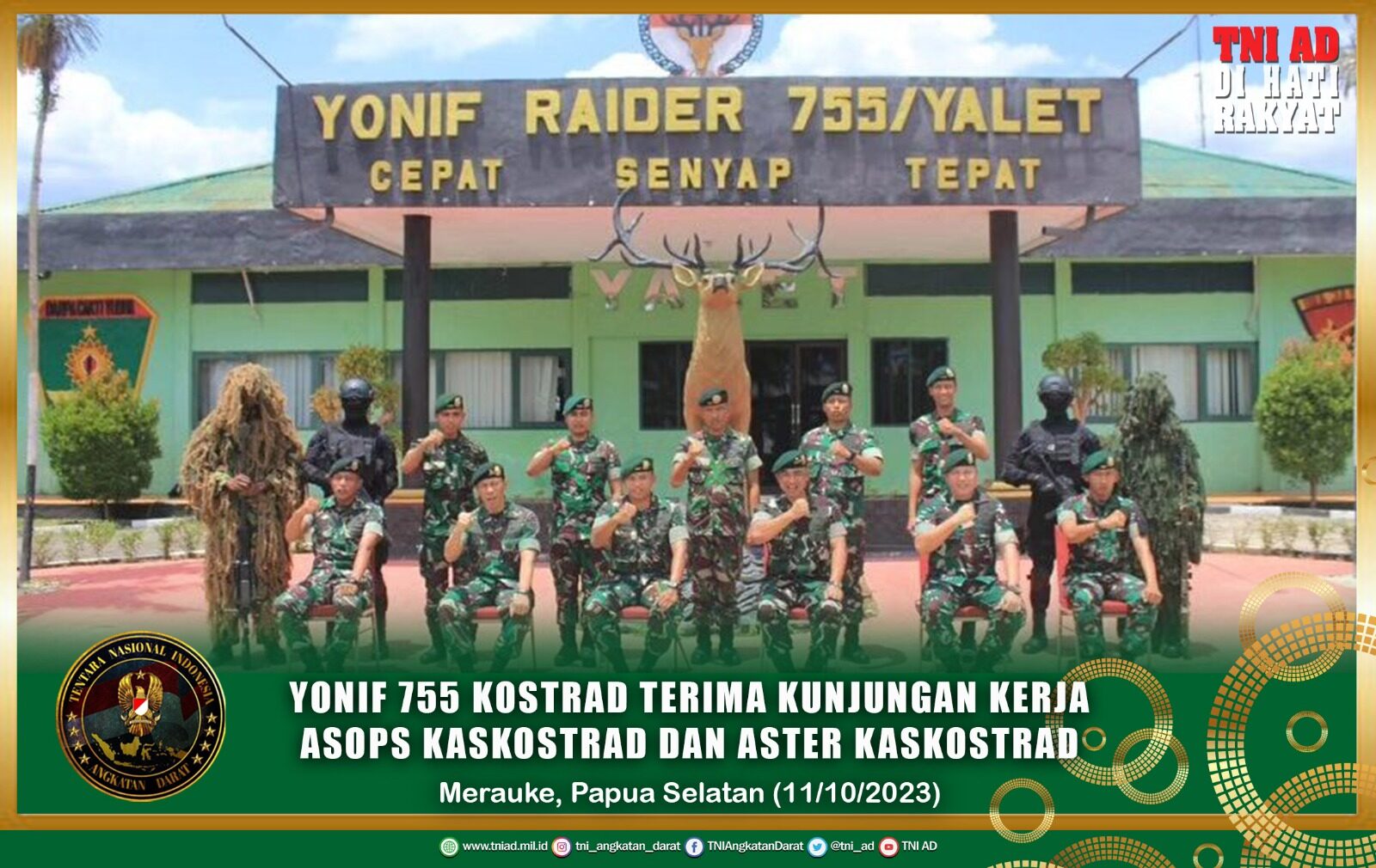 Yonif 755 Kostrad Terima Kunjungan kerja Asops Kaskostrad dan Aster Kaskostrad