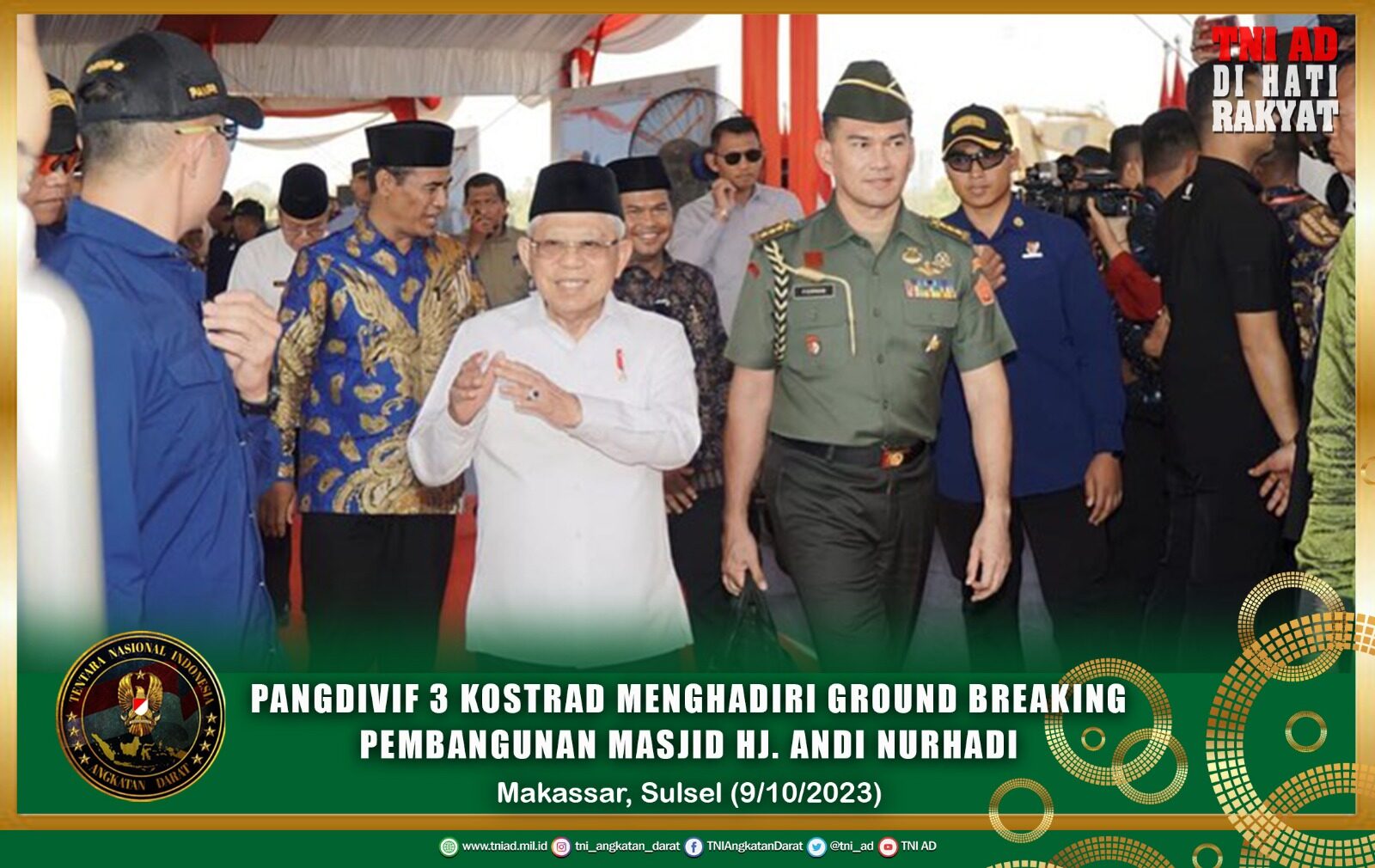 Pangdivif 3 Kostrad Menghadiri Ground Breaking Pembangunan Masjid Hj. Andi Nurhadi dan Peletakan Batu Pertama AAS International Hospital