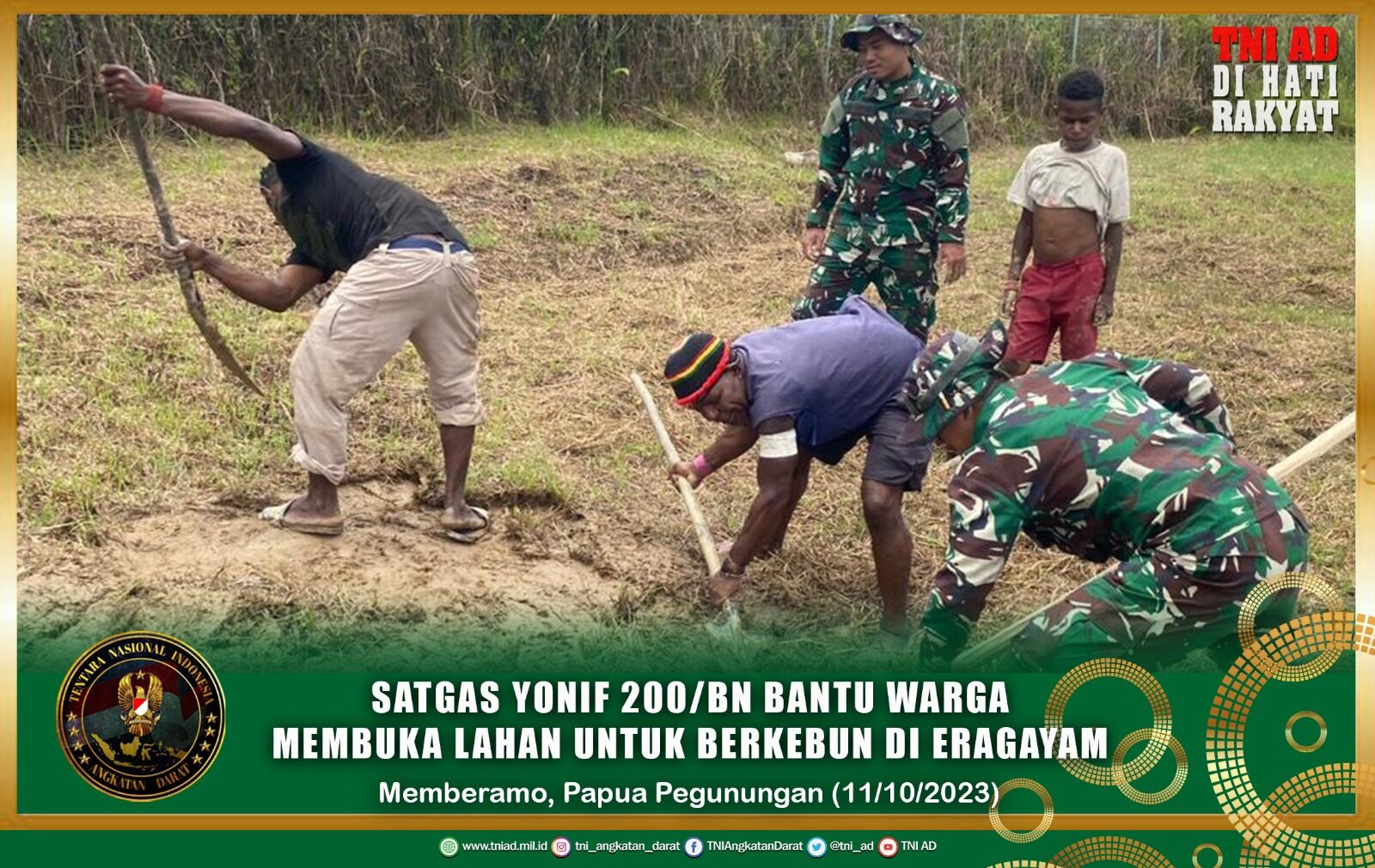 Satgas Yonif 200/BN Bantu Warga Membuka Lahan Untuk Berkebun Di Eragayam