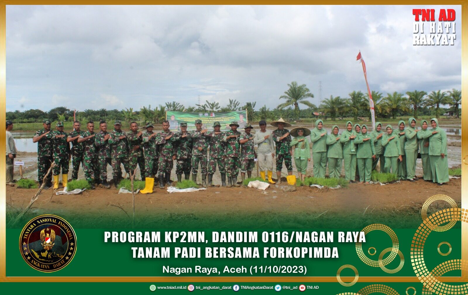 Program KP2MN, Dandim 0116/Nagan Raya Tanam Padi bersama Forkopimda