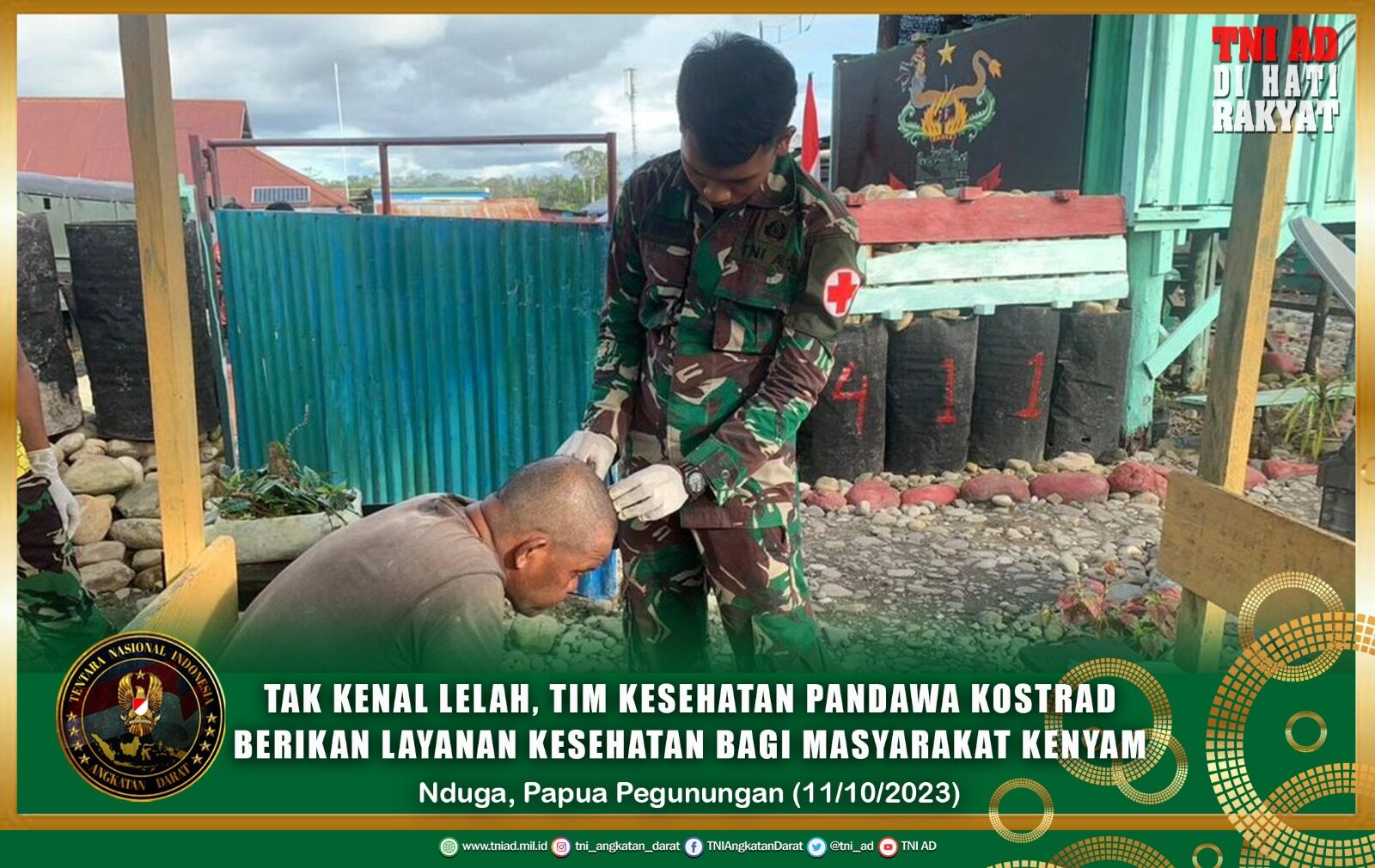 Tak Kenal Lelah, Tim Kesehatan Pandawa Kostrad Berikan Layanan Kesehatan Bagi Masyarakat Kenyam