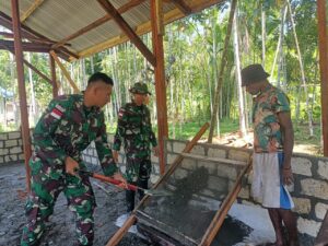 Satgas Yonif 122/TS Bantu Pembangunan Koperasi Masyarakat Di Perbatasan Papua