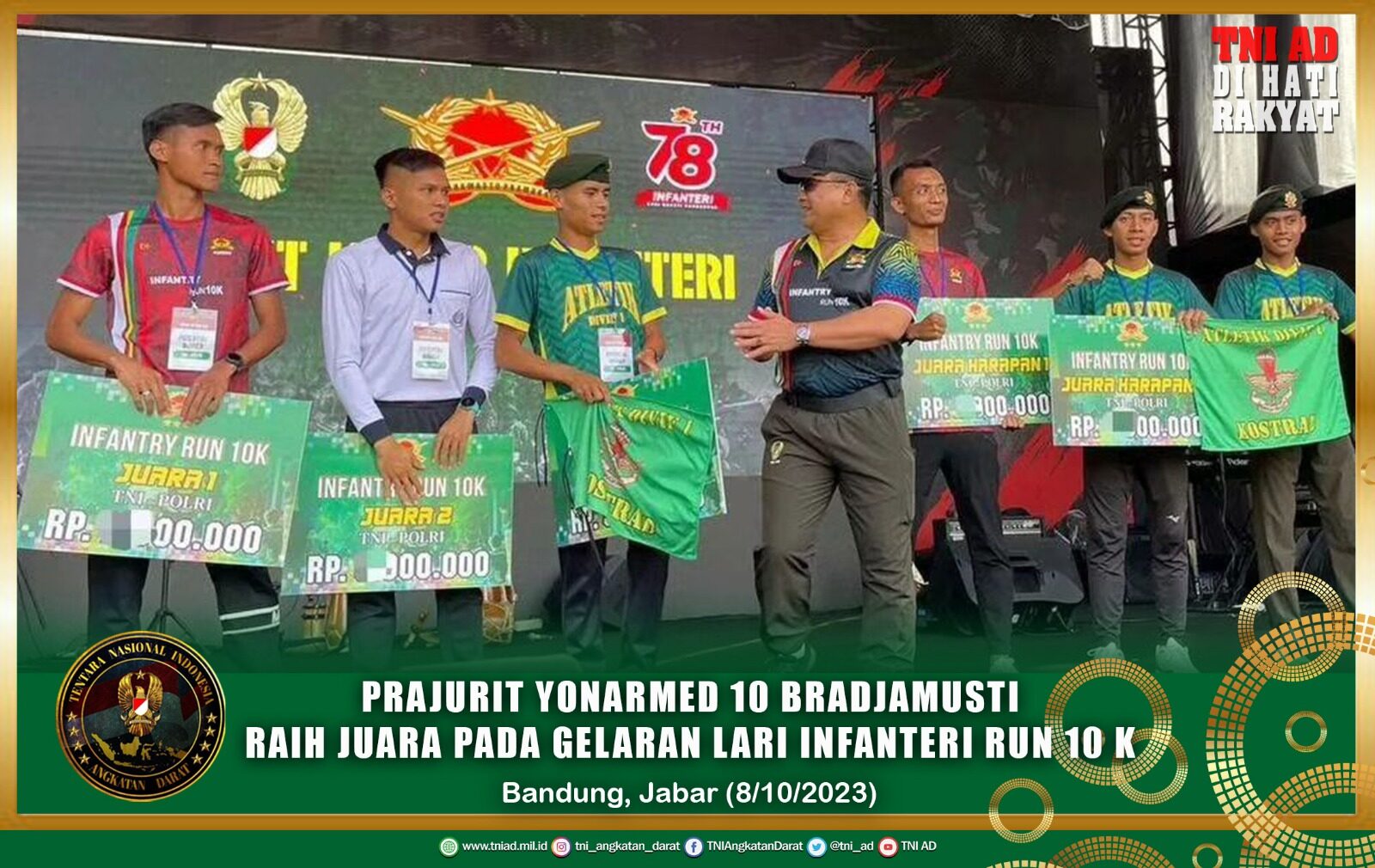 Prajurit Yonarmed 10 Bradjamusti Raih Juara Pada Gelaran Lari Infanteri Run 10 K