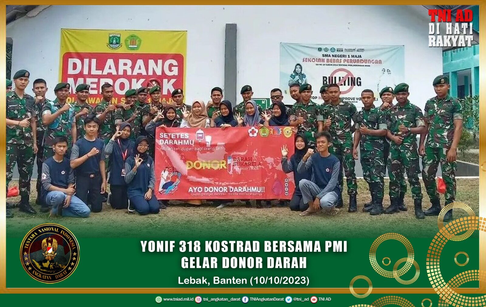 Yonif 318 Kostrad Bersama PMI Gelar Donor Darah