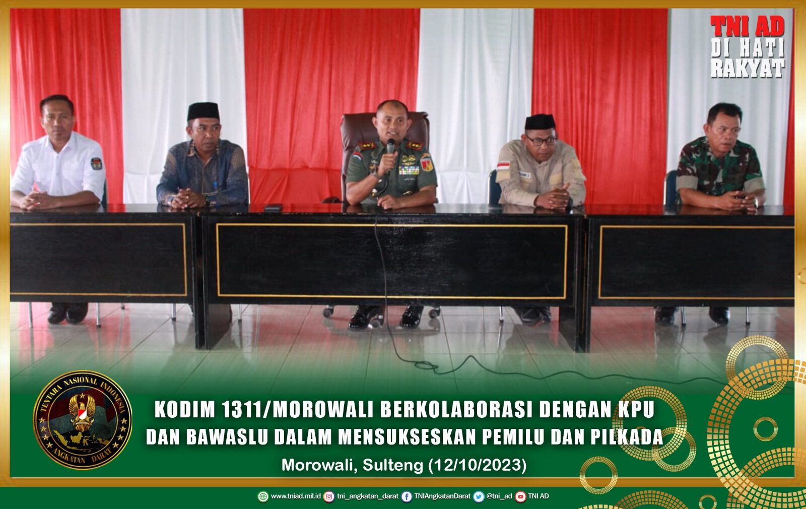 Kodim 1311/Morowali Berkolaborasi Dengan KPU dan Bawaslu Dalam Mensukseskan Pemilu dan Pilkada di Kabupaten Morowali