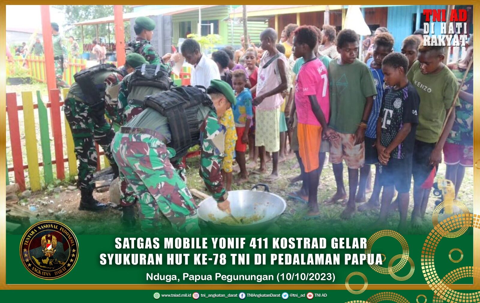 Satgas Mobile Yonif 411 Kostrad Gelar Syukuran HUT ke-78 TNI di Pedalaman Papua