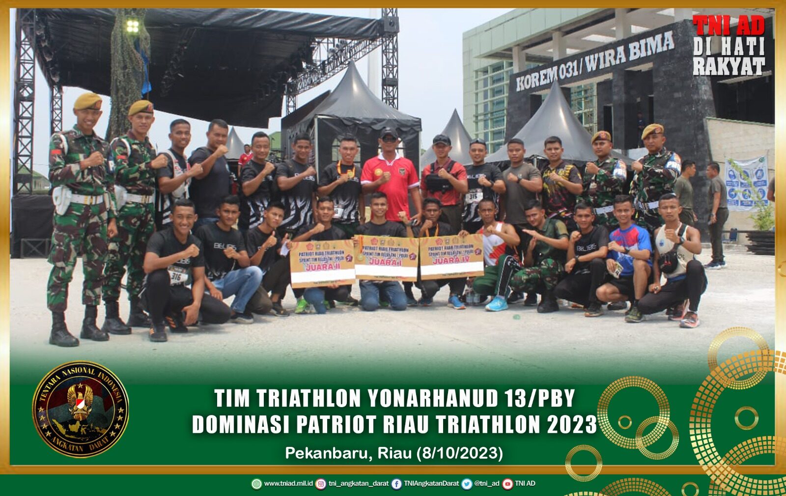 Tim Triathlon Yonarhanud 13/PBY Dominasi Patriot Riau Triathlon 2023