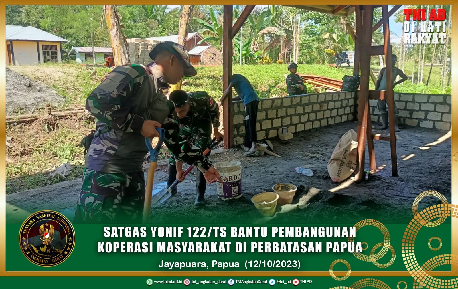 Satgas Yonif 122/TS Bantu Pembangunan Koperasi Masyarakat Di Perbatasan Papua