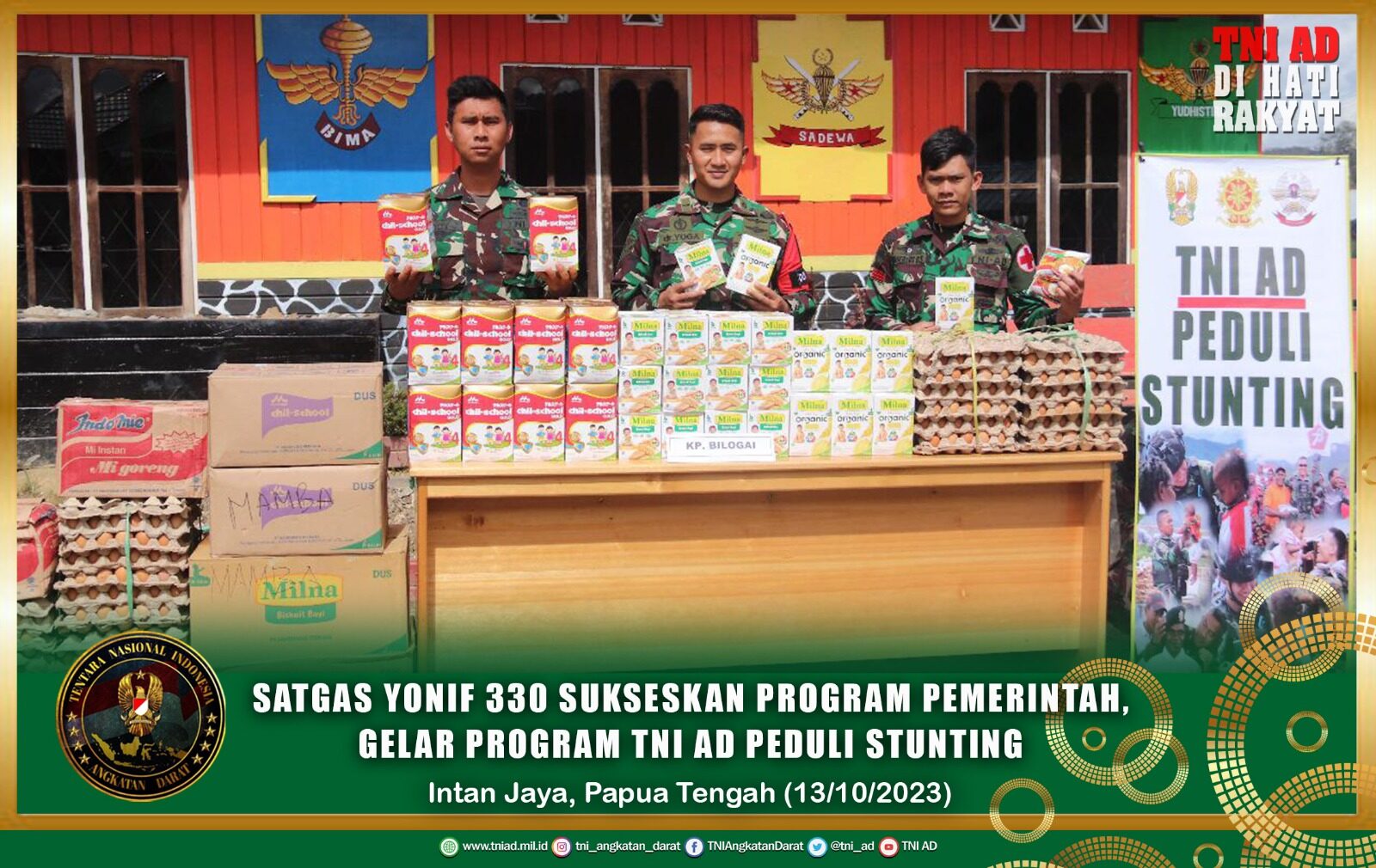 Satgas Yonif 330 Sukseskan Program Pemerintah, Gelar Program TNI AD Peduli Stunting