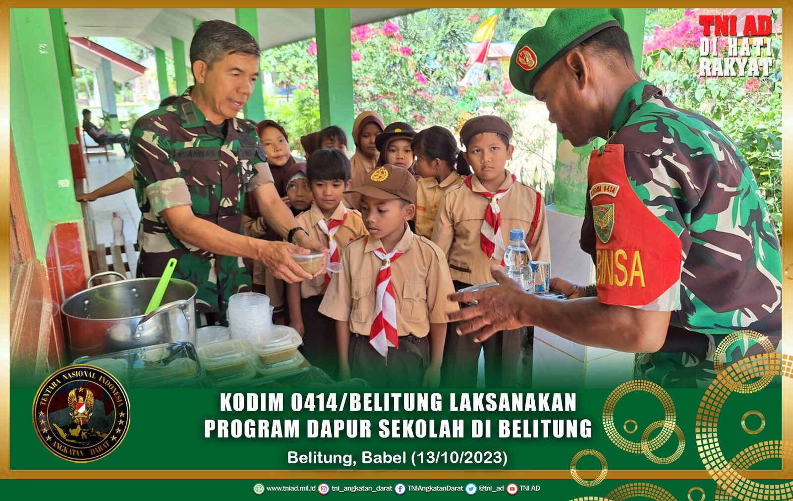 Kodim 0414/Belitung Laksanakan Program Dapur Sekolah di Belitung