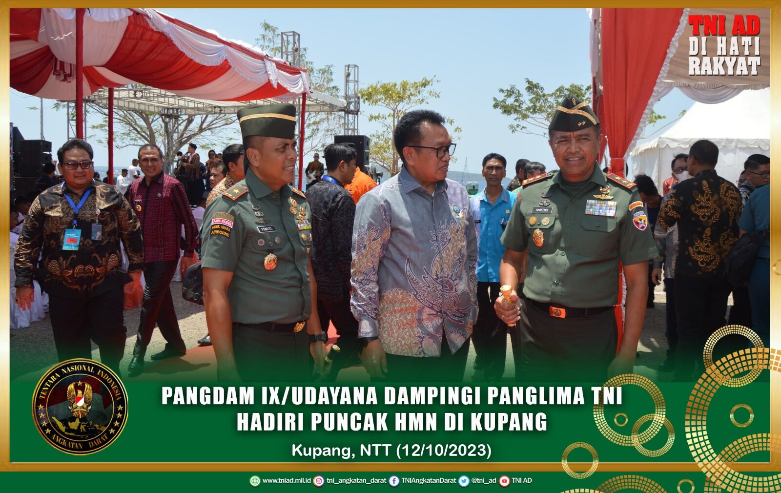 Pangdam IX/Udayana Dampingi Panglima TNI Hadiri Puncak HMN di Kupang