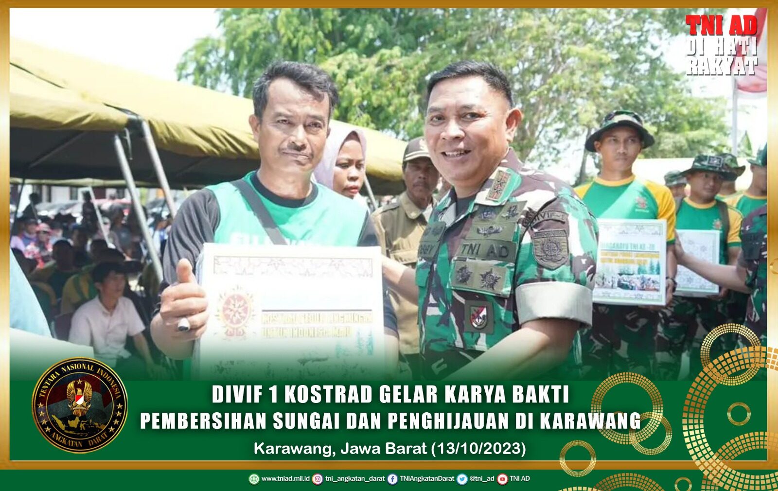 Divif 1 Kostrad Gelas Karya Bakti Pembersihan Sungai dan Penghijauan di Karawang