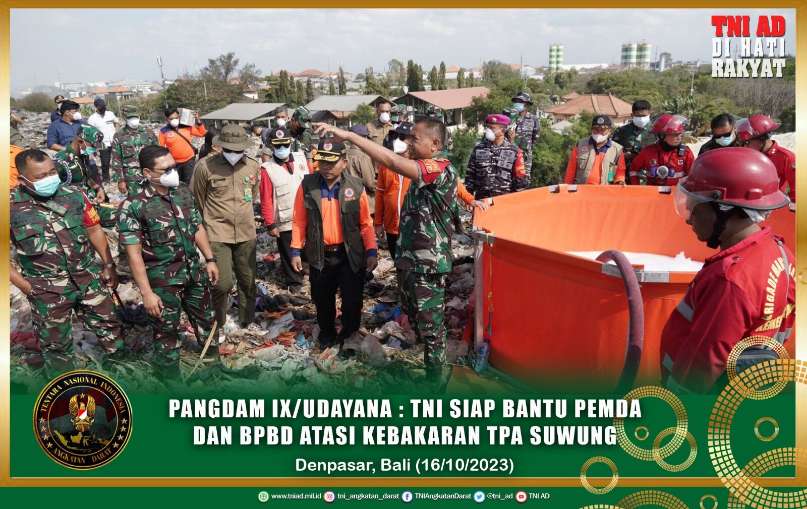 Pangdam IX/Udayana : TNI Siap Bantu Pemda dan BPBD Atasi Kebakaran TPA Suwung