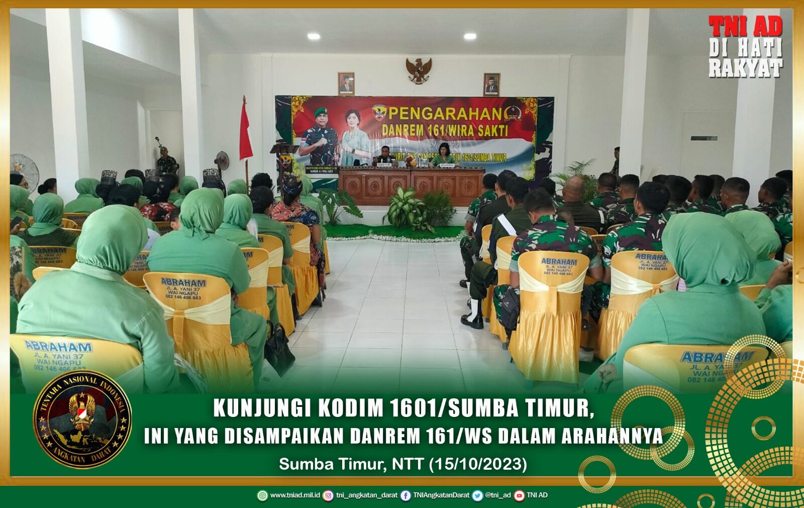 Kunjungi Kodim 1601/Sumba Timur, Ini Yang Disampaikan Danrem 161/WS Dalam Arahannya