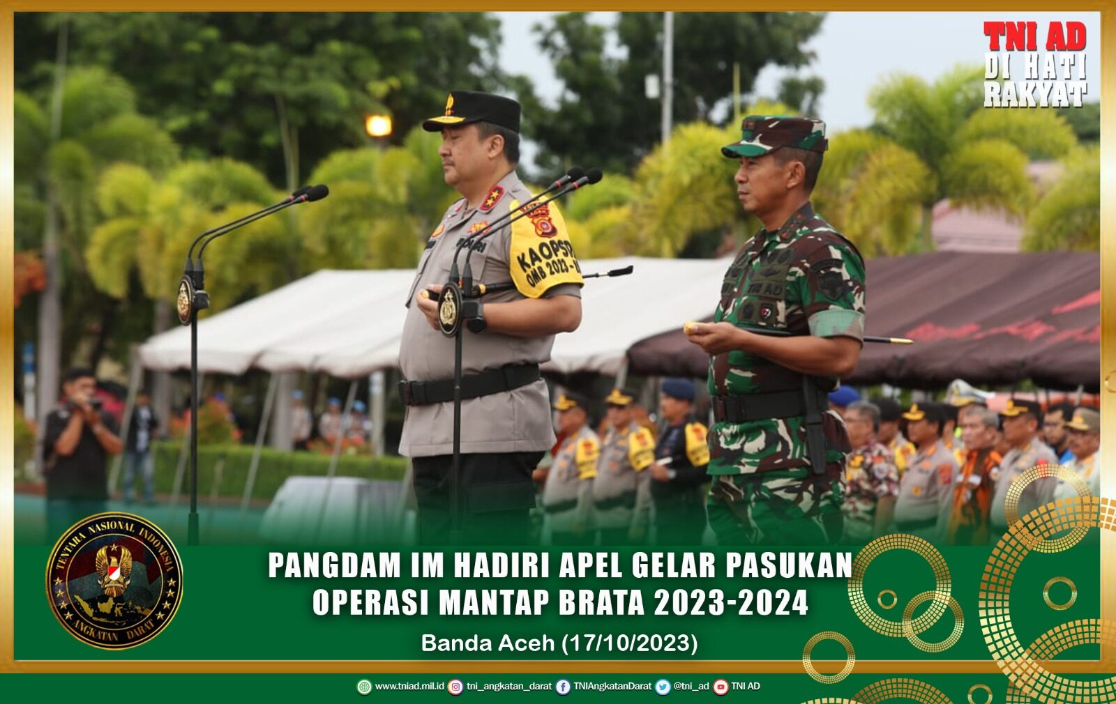 Pangdam IM Hadiri Apel Gelar Pasukan Operasi Mantap Brata 2023-2024