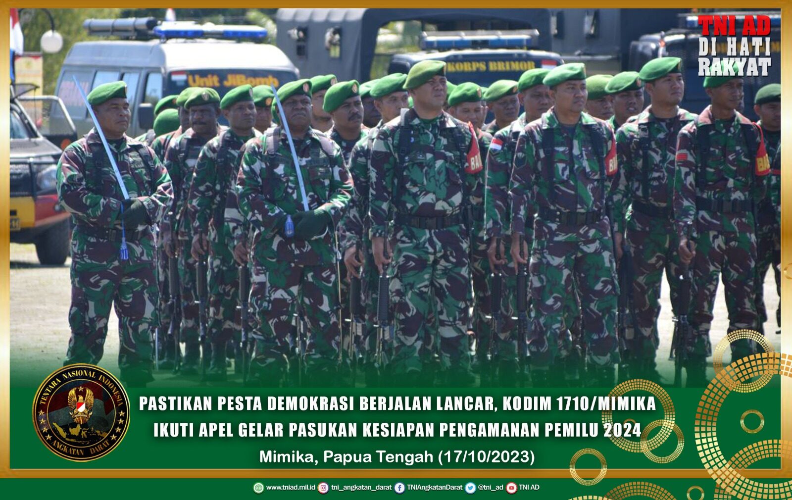Pastikan Pesta Demokrasi Berjalan Lancar, Kodim 1710/Mimika Ikuti Apel Gelar Pasukan Kesiapan Pengamanan Pemilu 2024