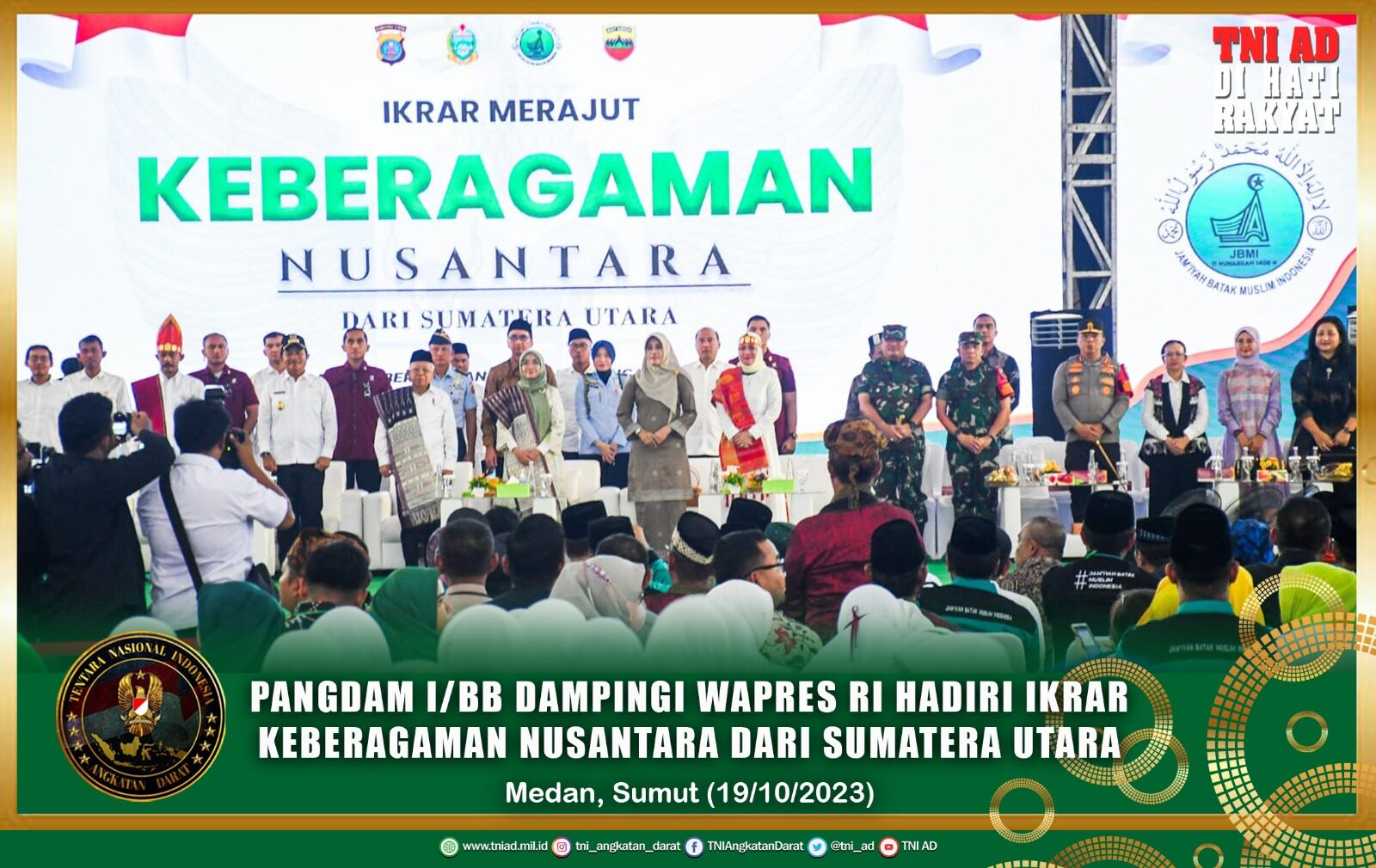 Pangdam I/BB Dampingi Wapres RI Hadiri Ikrar Keberagaman Nusantara dari Sumatera Utara