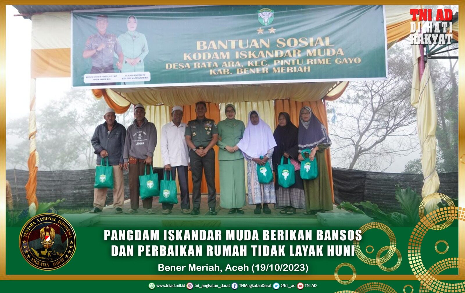 Pangdam Iskandar Muda Berikan Bansos dan Perbaikan Rumah Tidak Layak Huni