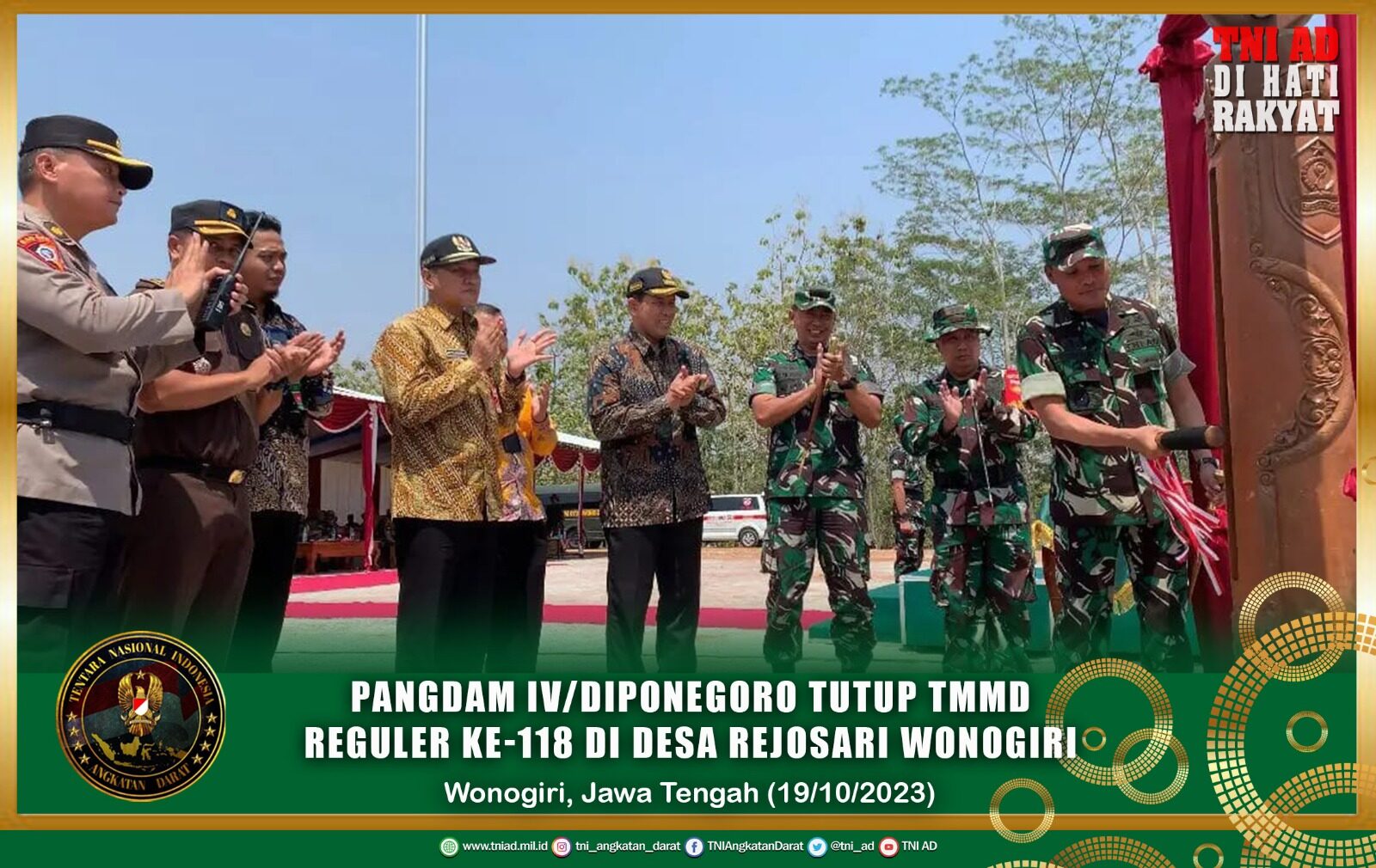 Pangdam IV/Diponegoro Tutup TMMD Reguler ke-118 di Desa Rejosari Wonogiri