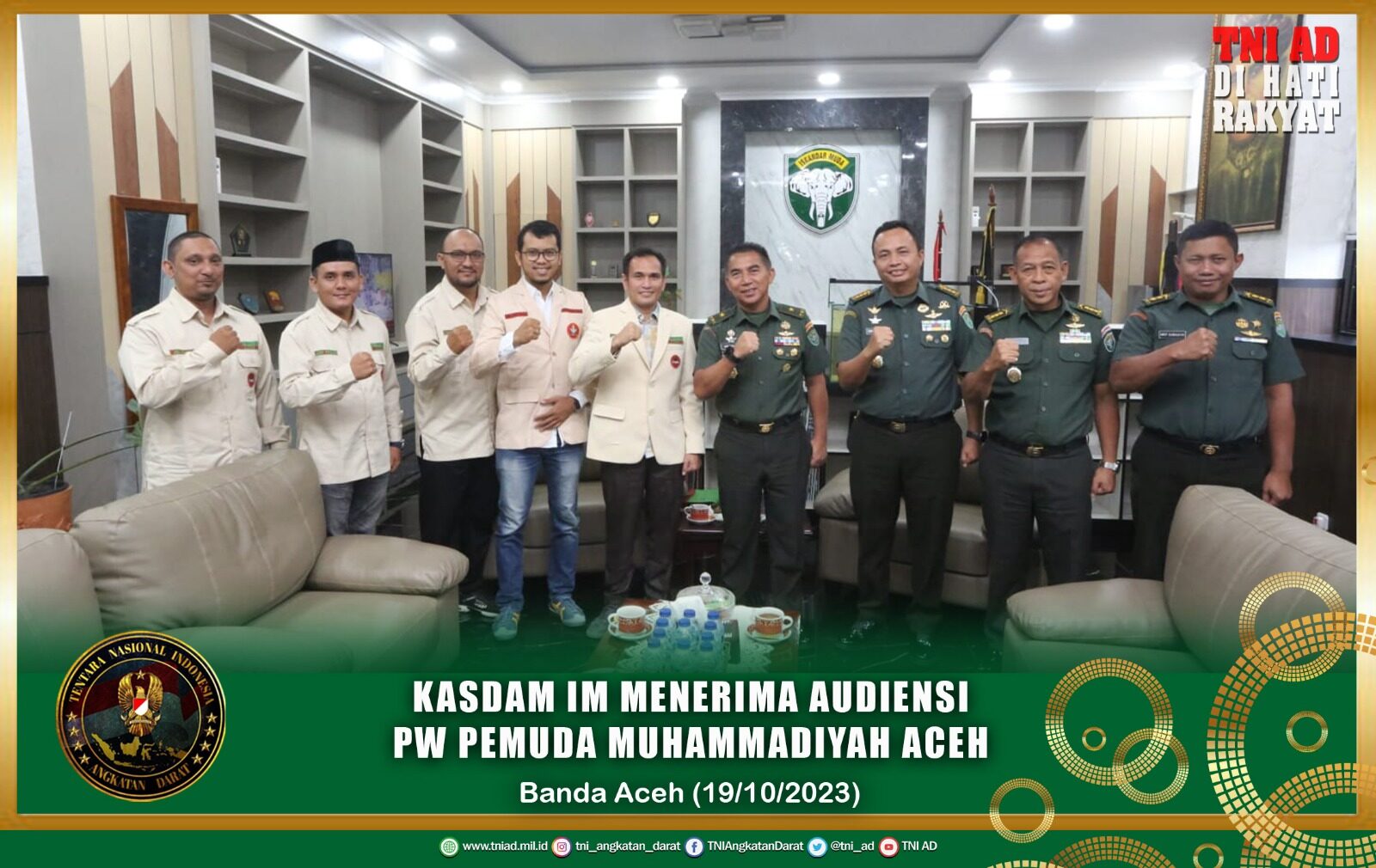 Kasdam IM Menerima Audiensi PW Pemuda Muhammadiyah Aceh