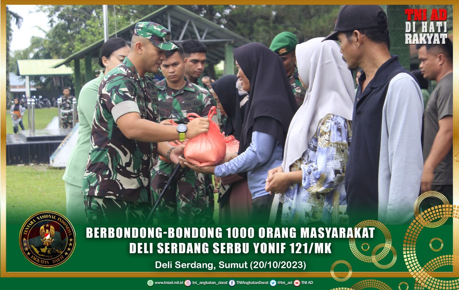 Berbondong-bondong 1.000 Orang Masyarakat Deli Serdang Serbu Yonif 121/MK