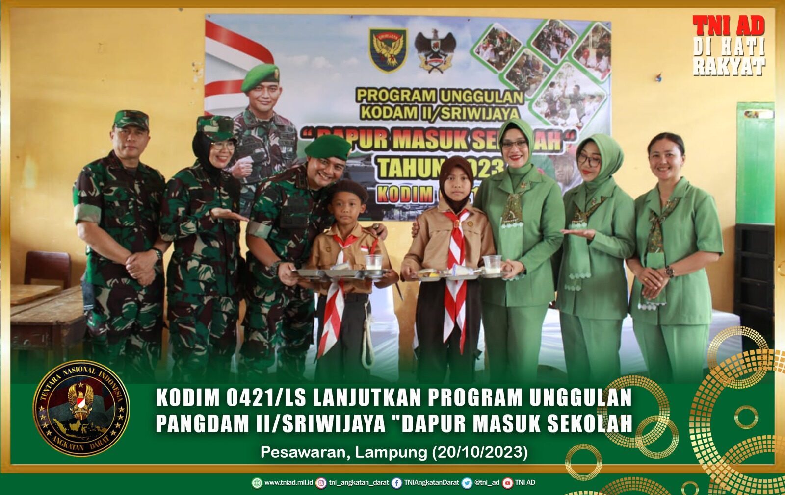 Kodim 0421/LS Lanjutkan Program Unggulan Pangdam II/Sriwijaya "Dapur Masuk Sekolah"