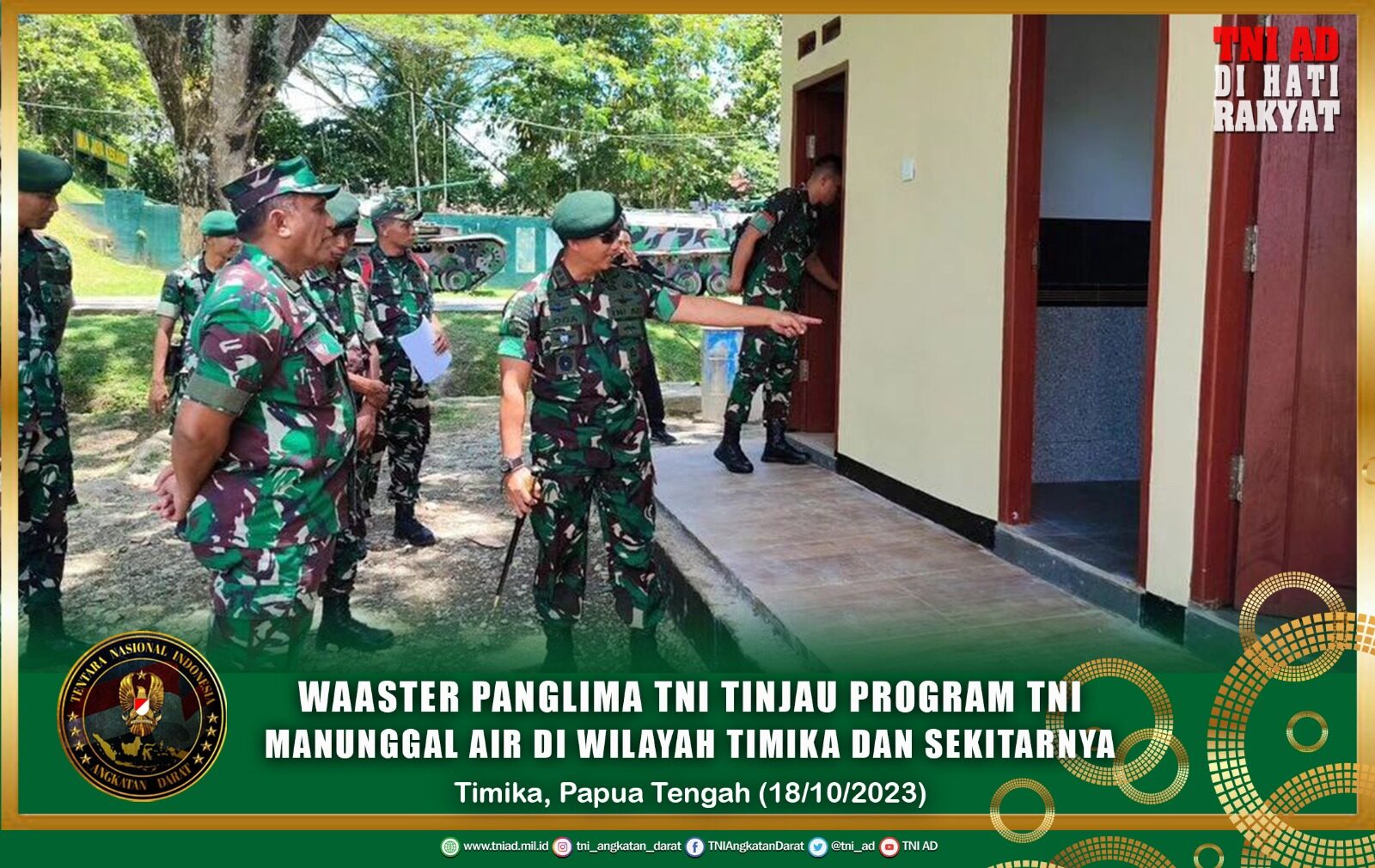 Waaster Panglima TNI Tinjau Program TNI Manunggal Air di Wilayah Timika dan Sekitarnya