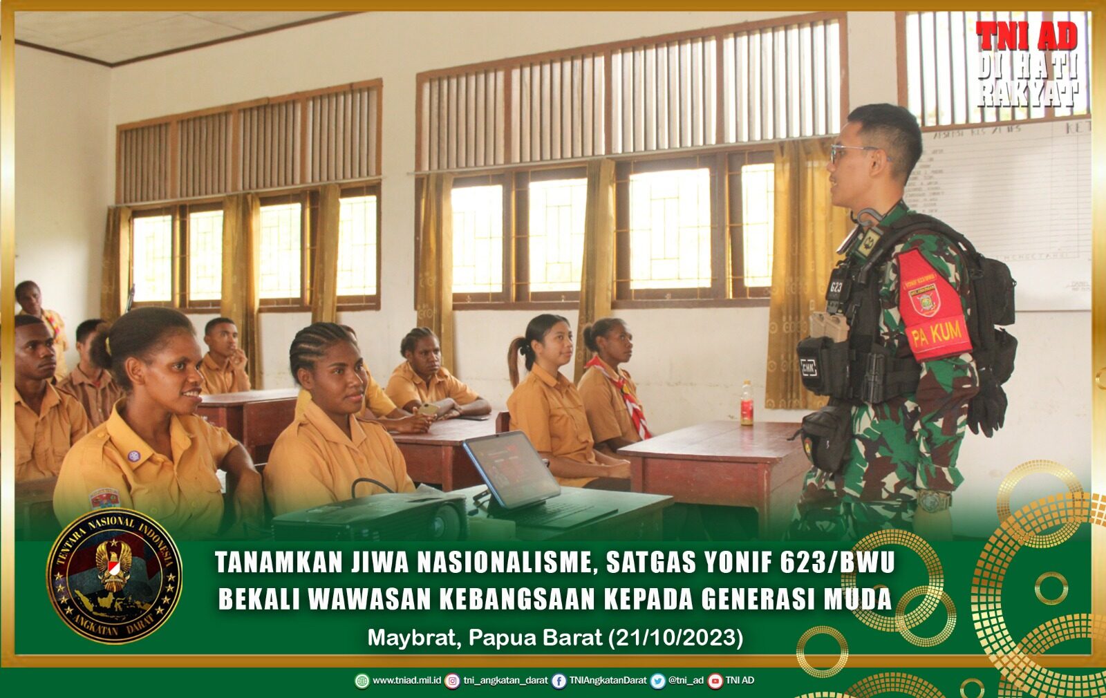 Tanamkan Jiwa Nasionalisme, Satgas Yonif 623/BWU Bekali Wawasan Kebangsaan Kepada Generasi Muda