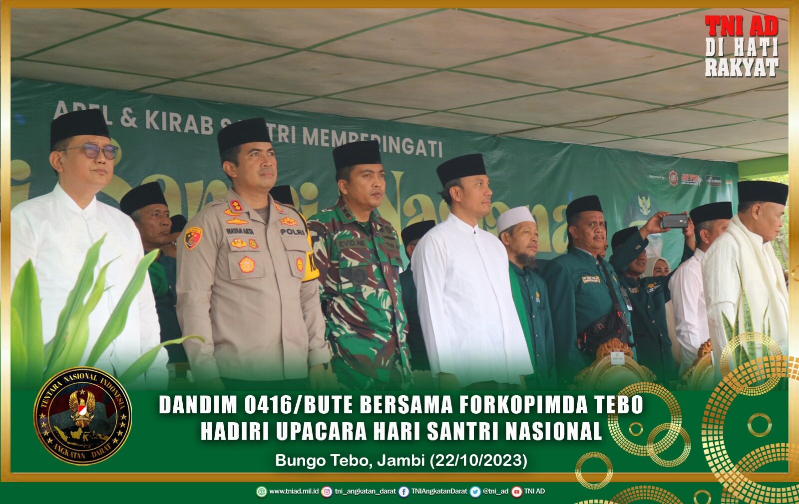 Dandim 0416/Bute Bersama Forkopimda Tebo Hadiri Upacara Hari Santri Nasional