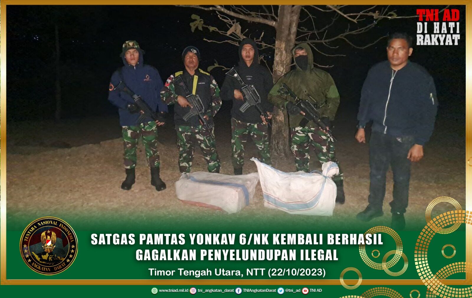 Satgas Pamtas Yonkav 6/NK Kembali Berhasil Gagalkan Penyelundupan Ilegal