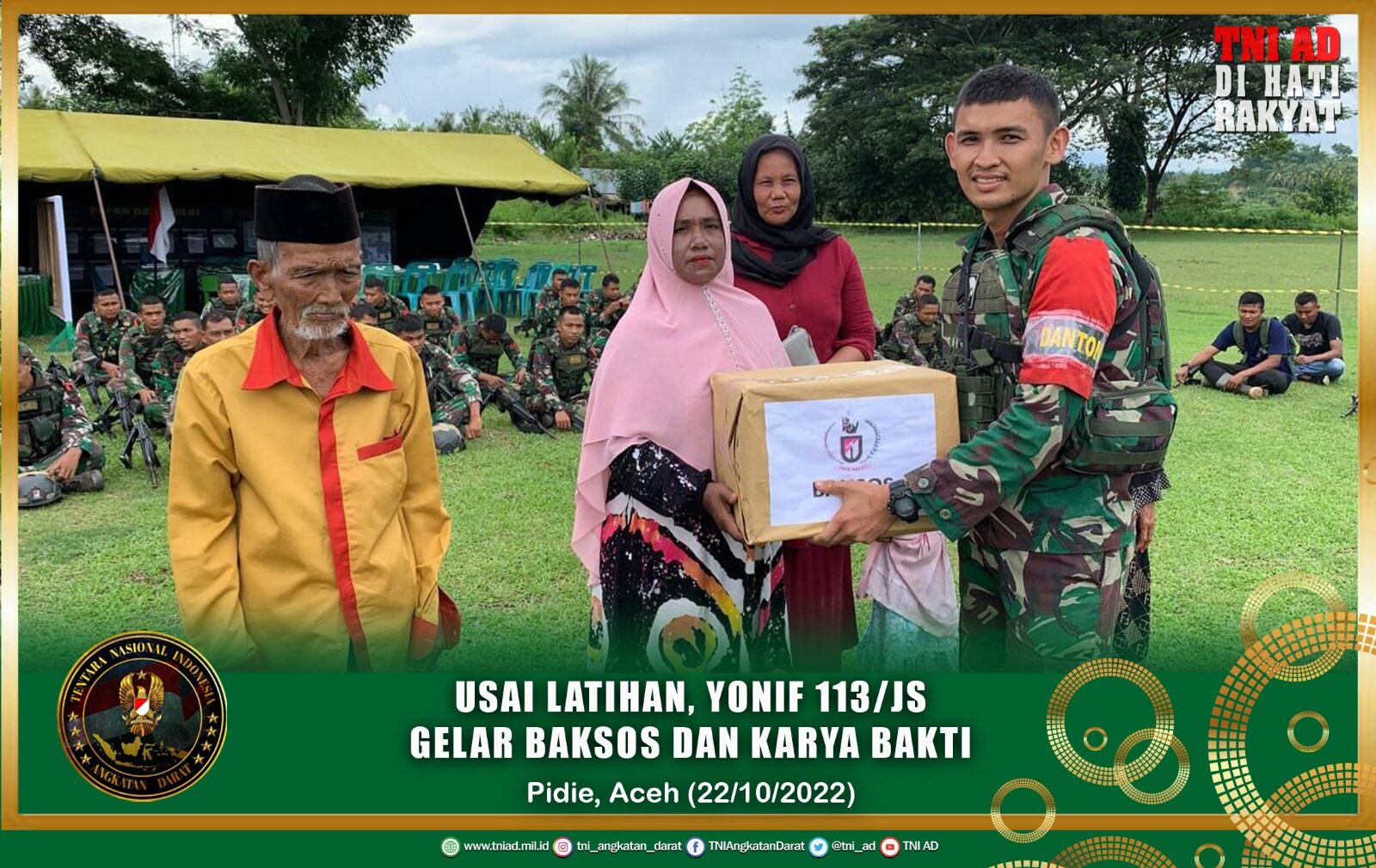 Usai Latihan, Yonif 113/JS Gelar Baksos dan Karya Bakti