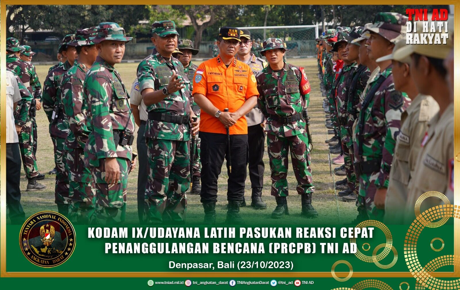 Kodam IX/Udayana Latih Pasukan Reaksi Cepat Penanggulangan Bencana (PRCPB) TNI AD