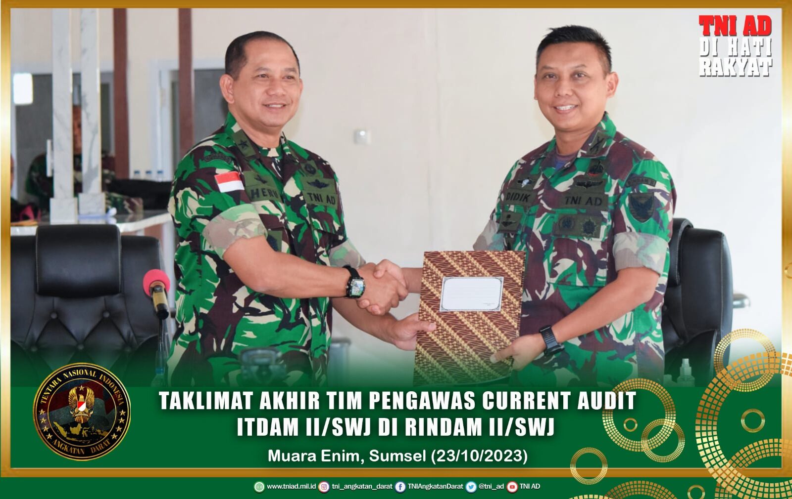 Taklimat Akhir Tim Pengawas Current Audit Itdam II/Swj di Rindam II/Swj