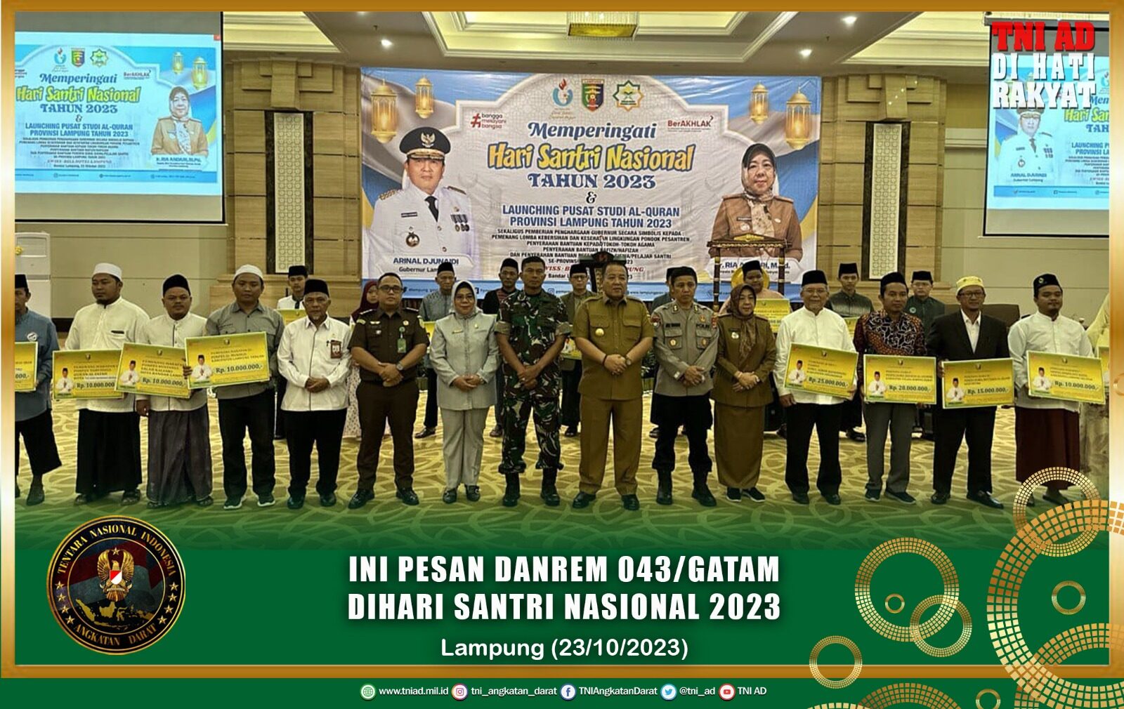 Ini Pesan Danrem 043/Gatam Dihari Santri Nasional 2023