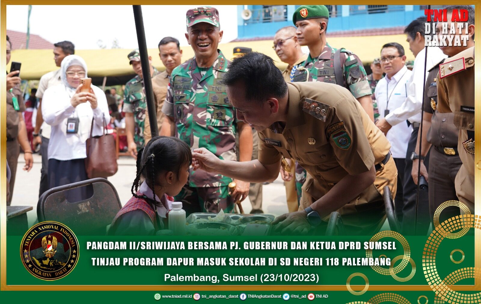 Pangdam II/Sriwijaya Bersama Pj. Gubernur dan Ketua DPRD Sumsel Tinjau Program Dapur Masuk Sekolah di SD Negeri 118 Palembang