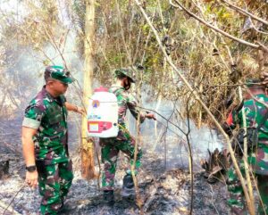 Dandim 0413/Bangka Sigap Bantu Padamkan Api Kebakaran Hutan