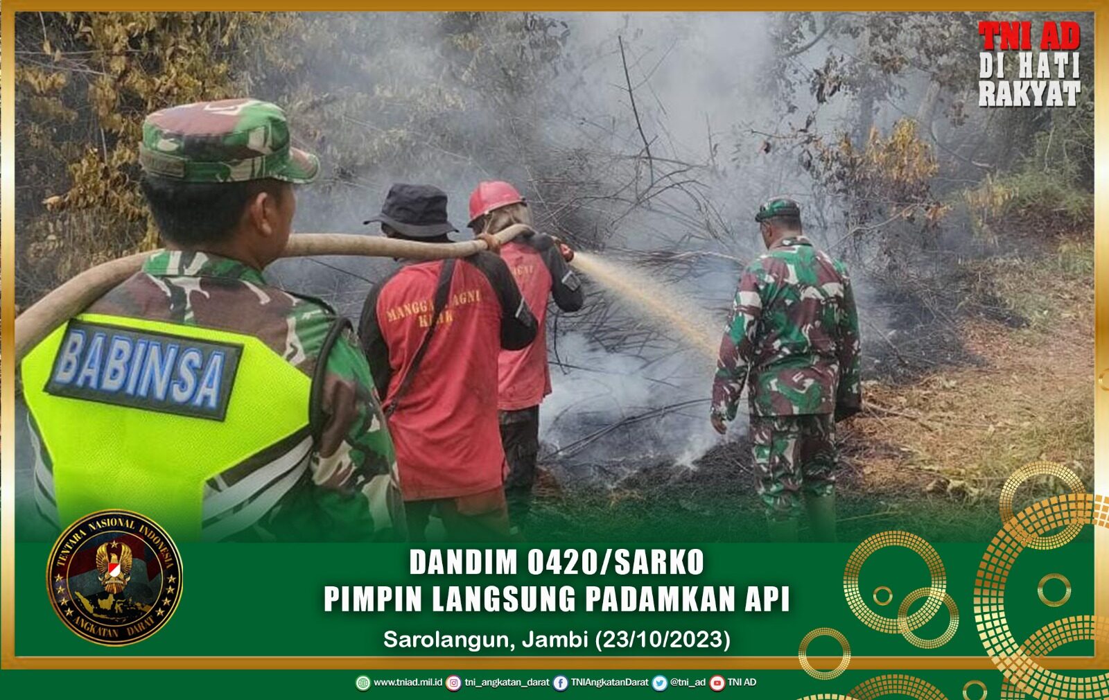 Dandim 0420/Sarko Pimpin Langsung Padamkan Api