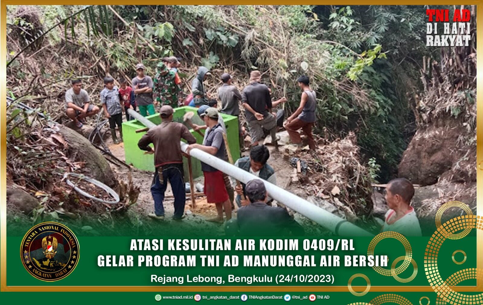 Atasi Kesulitan Air Kodim 0409/RL Gelar Program TNI AD Manunggal Air Bersih