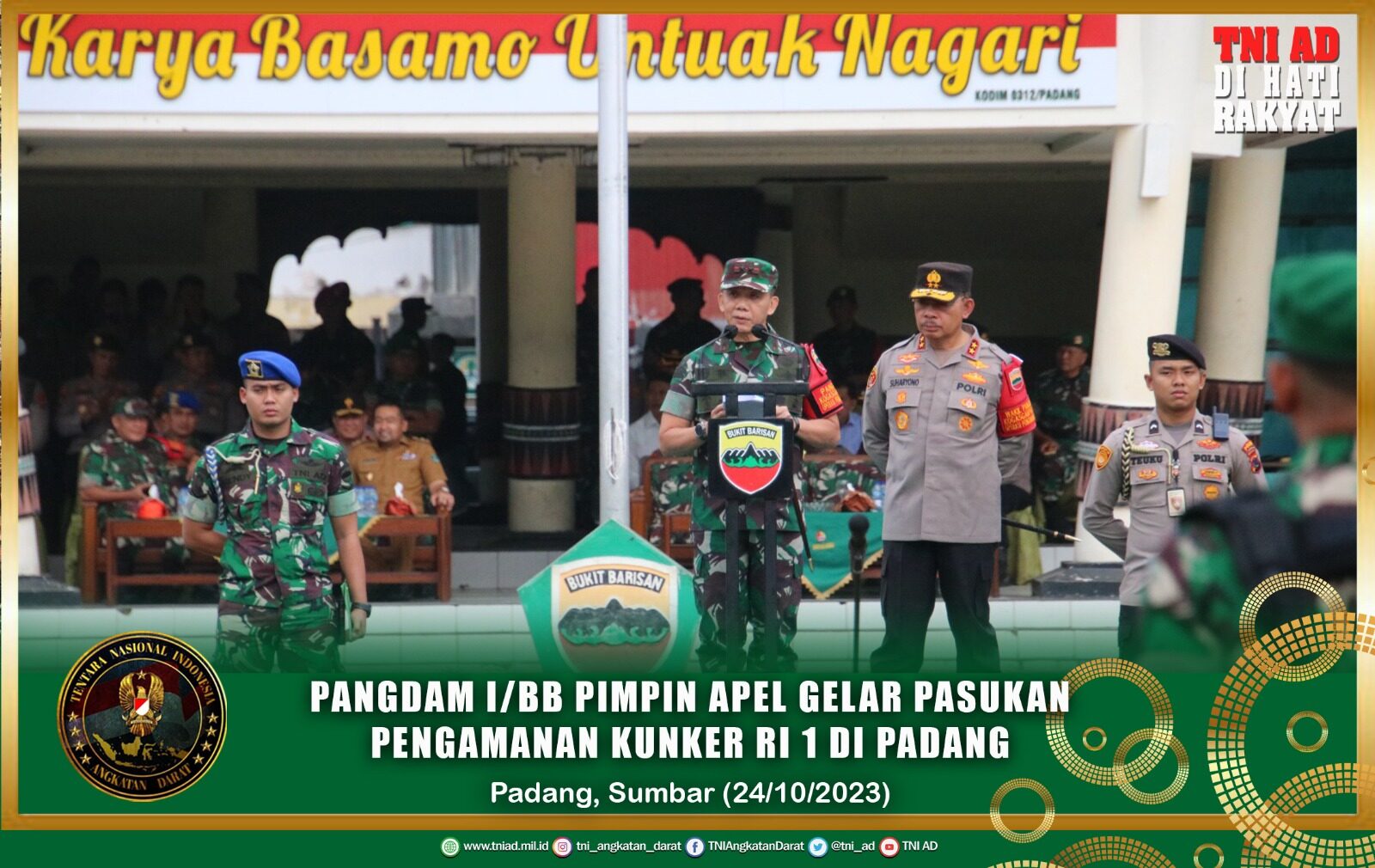 Pangdam I/BB Pimpin Apel Gelar Pasukan Pengamanan Kunker RI 1 di Padang
