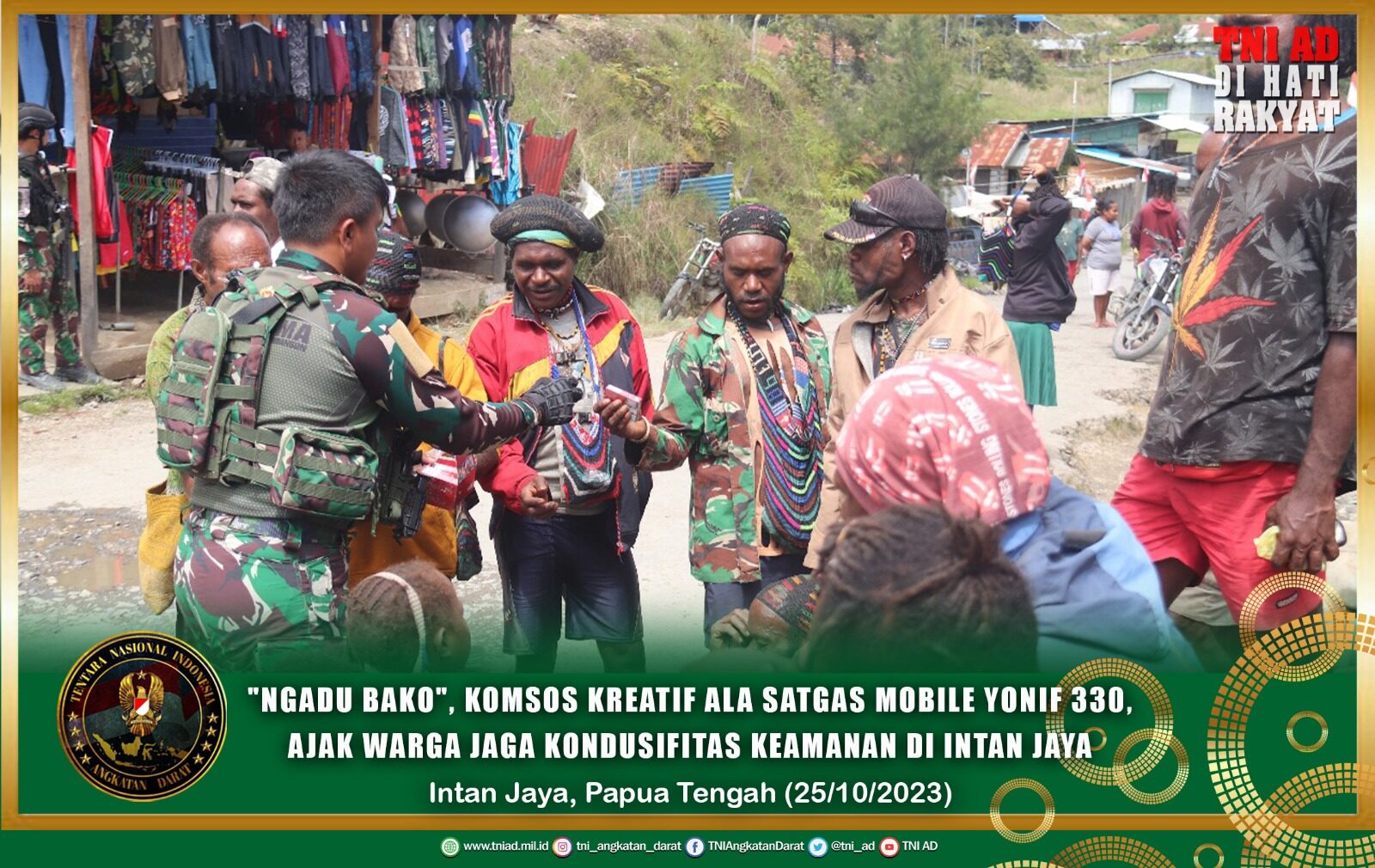 "Ngadu Bako", Komsos Kreatif ala Satgas Mobile Yonif 330, Ajak Warga Jaga Kondusifitas Keamanan di Intan Jaya