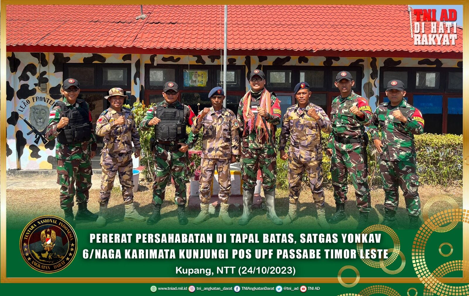 Pererat Persahabatan di Tapal Batas, Satgas Yonkav 6/Naga Karimata Kunjungi Pos UPF Passabe Timor Leste