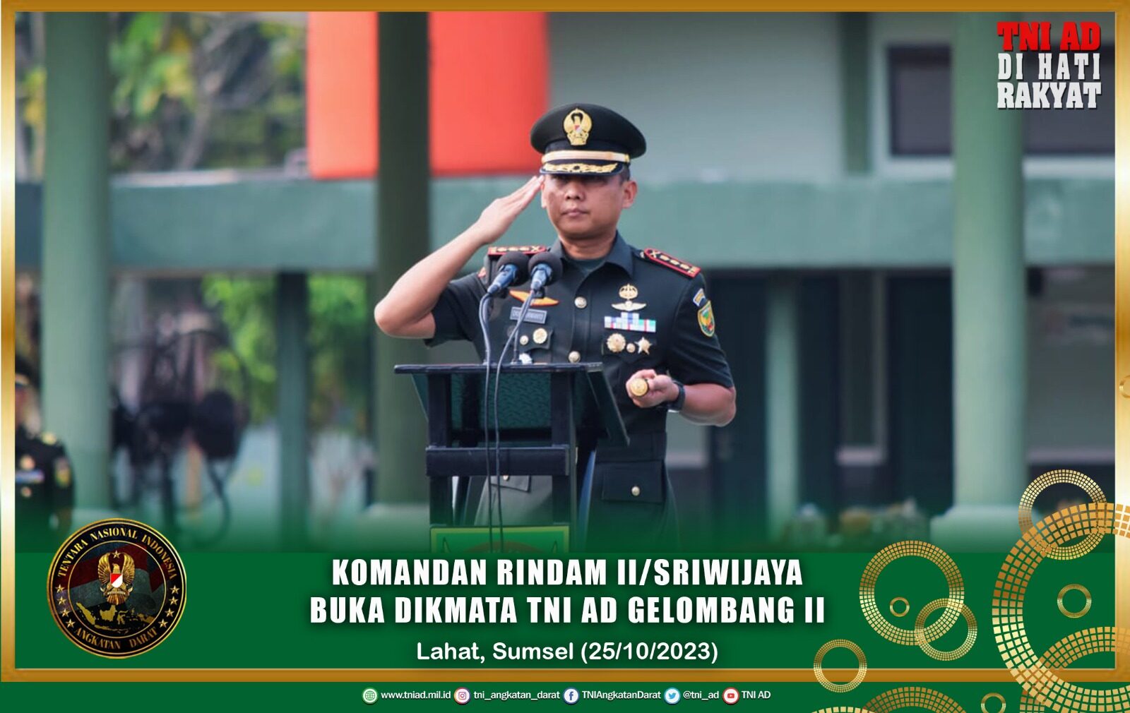 Komandan Rindam II/Sriwijaya Buka Dikmata TNI AD Gelombang II