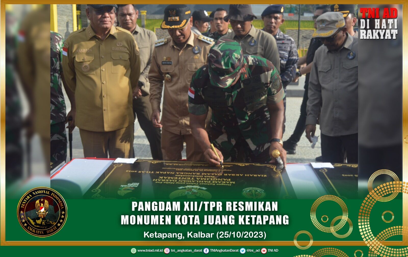 Pangdam XII/Tpr Resmikan Monumen Kota Juang Ketapang