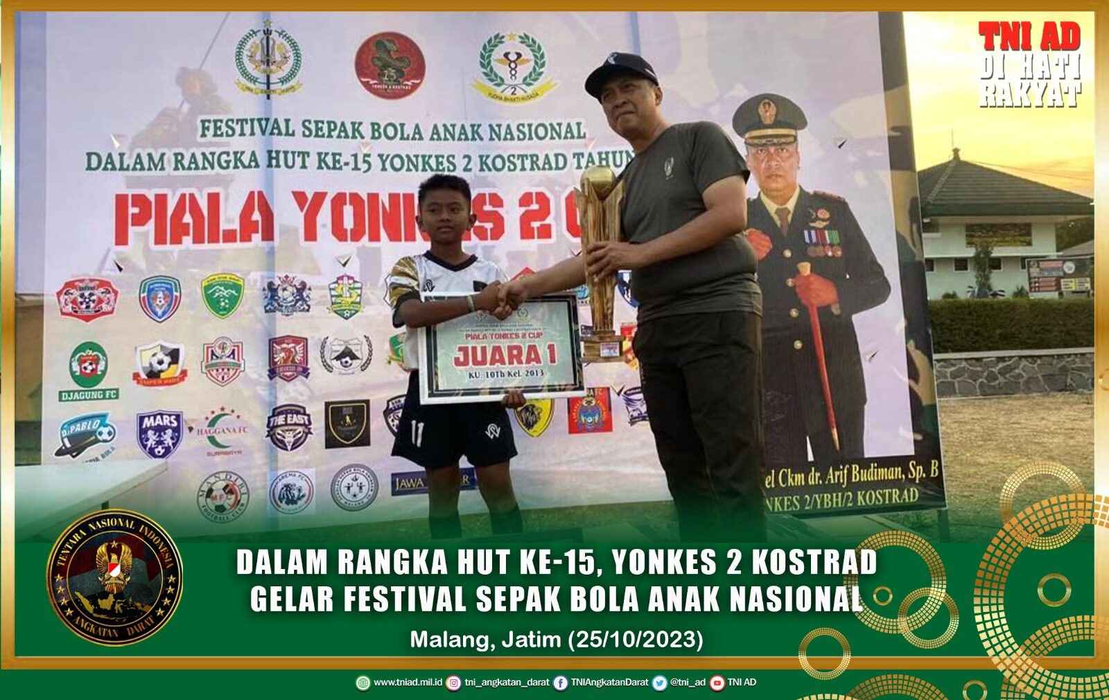 Dalam Rangka HUT Ke-15, Yonkes 2 Kostrad Gelar Festival Sepak Bola Anak Nasional