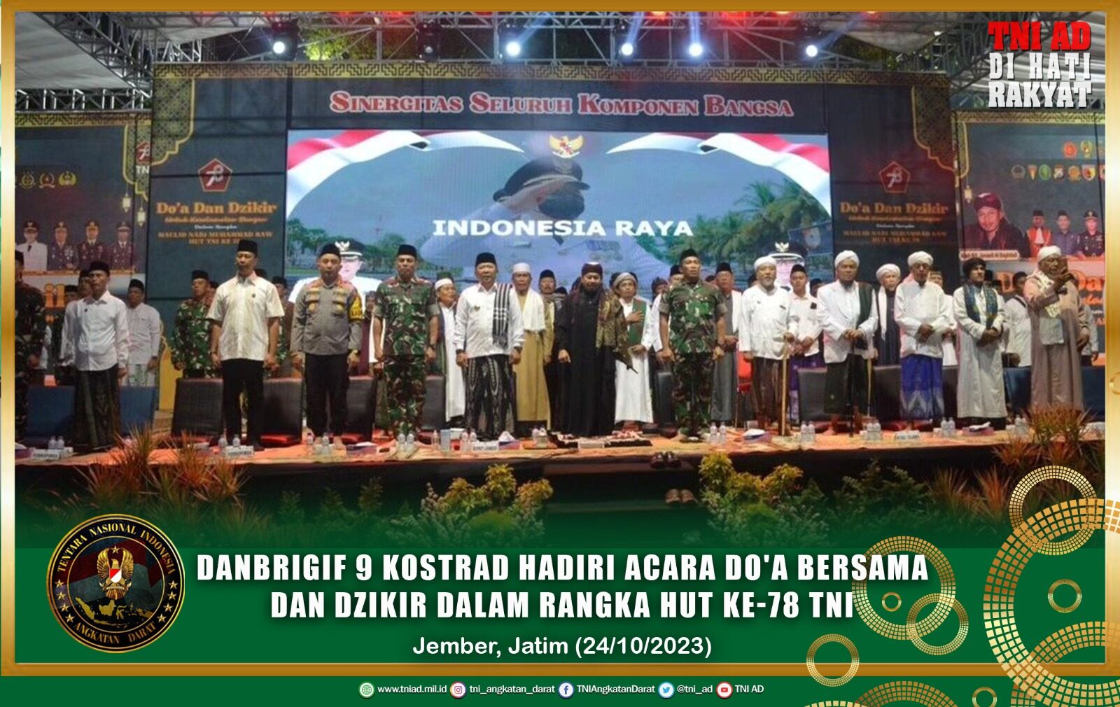 Danbrigif 9 Kostrad Hadiri Acara Do'a Bersama dan Dzikir Dalam Rangka HUT Ke-78 TNI