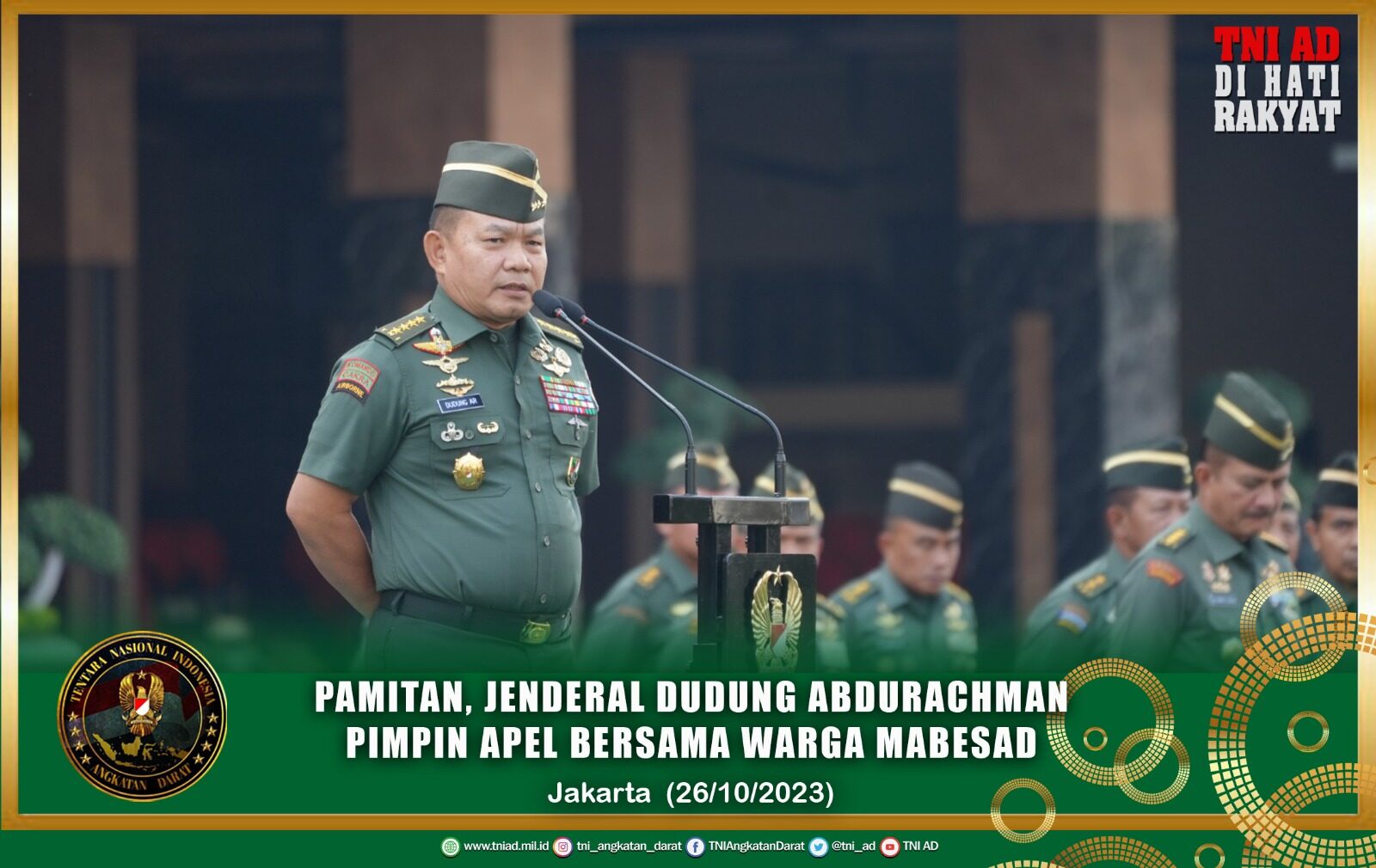 Pamitan, Jenderal Dudung Abdurachman Pimpin Apel Bersama Warga Mabesad