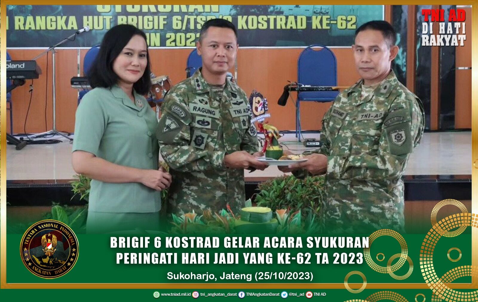 Brigif 6 Kostrad Gelar Acara Syukuran Peringati Hari Jadi Yang ke-62 TA 2023