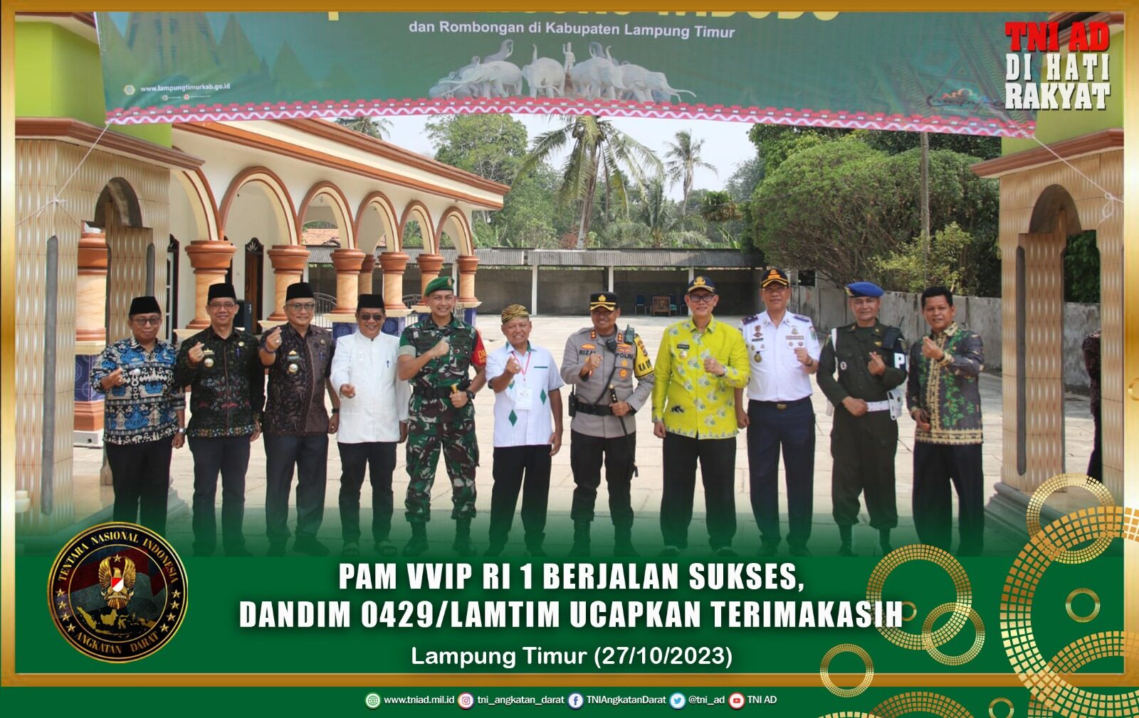 Pam VVIP RI 1 Berjalan Sukses, Dandim 0429/Lamtim Ucapkan Terimakasih